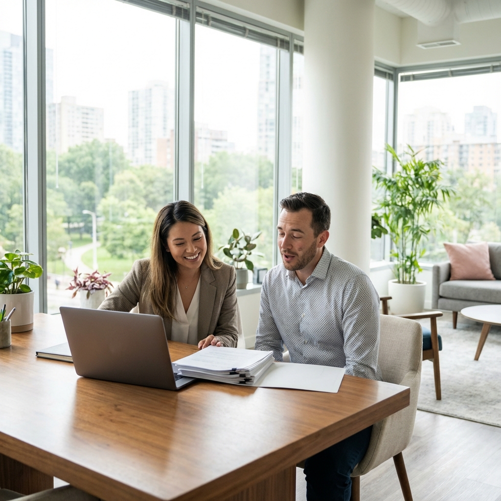 Supportive adviser helping client