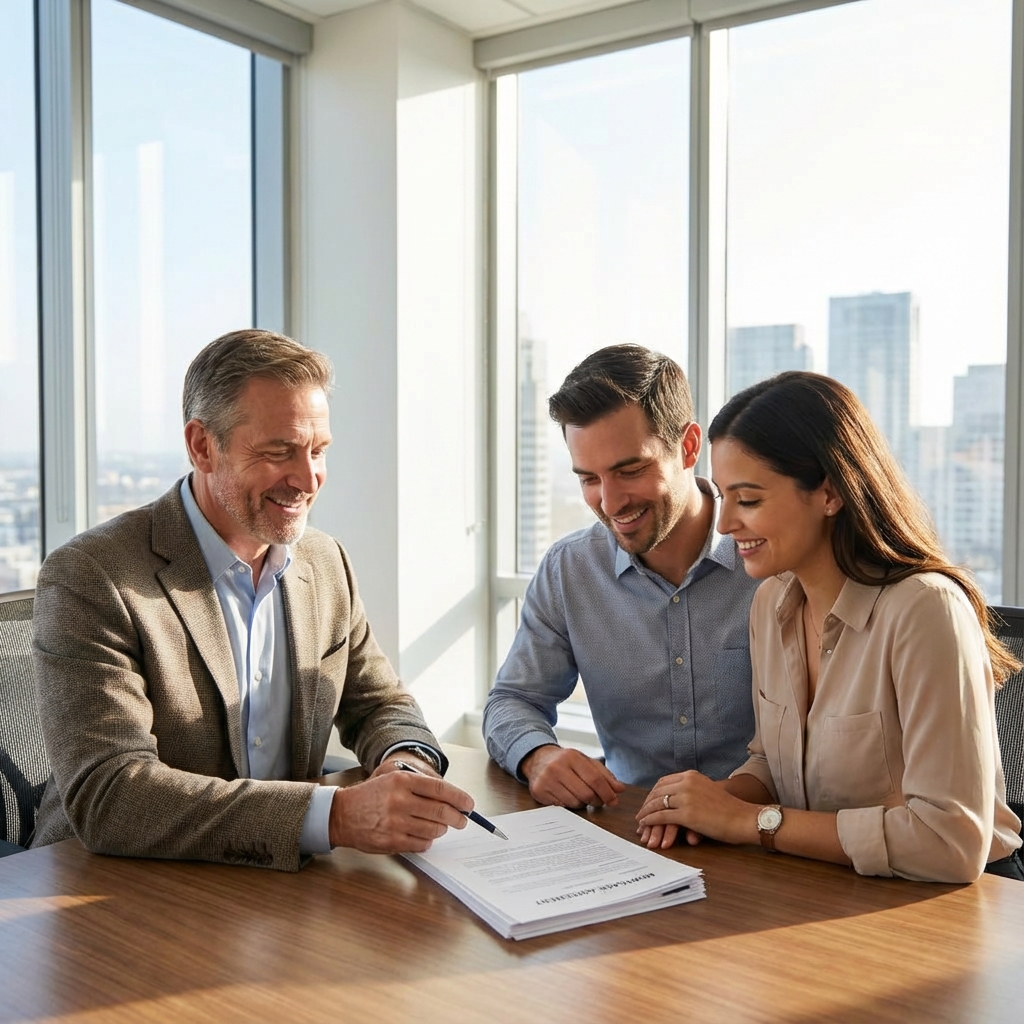 Adviser explaining mortgage options