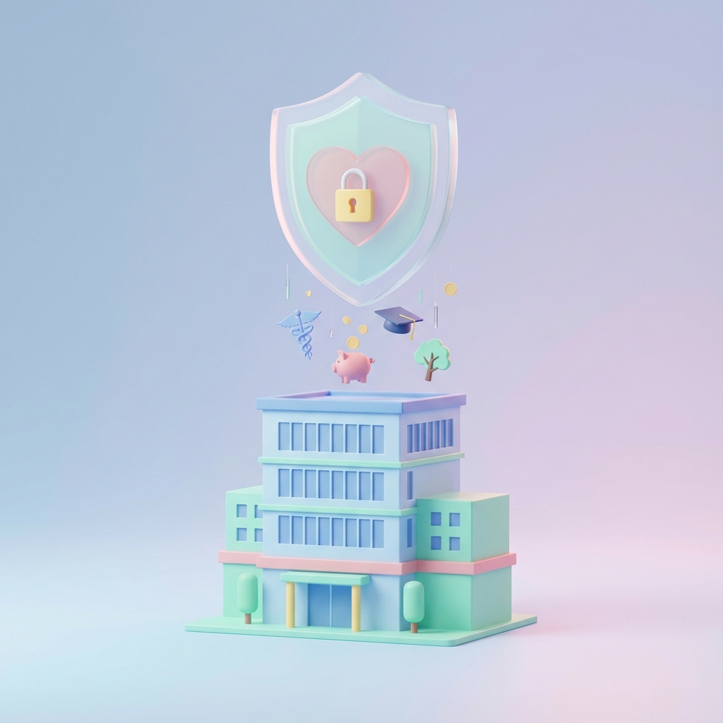 Office building with protection shield